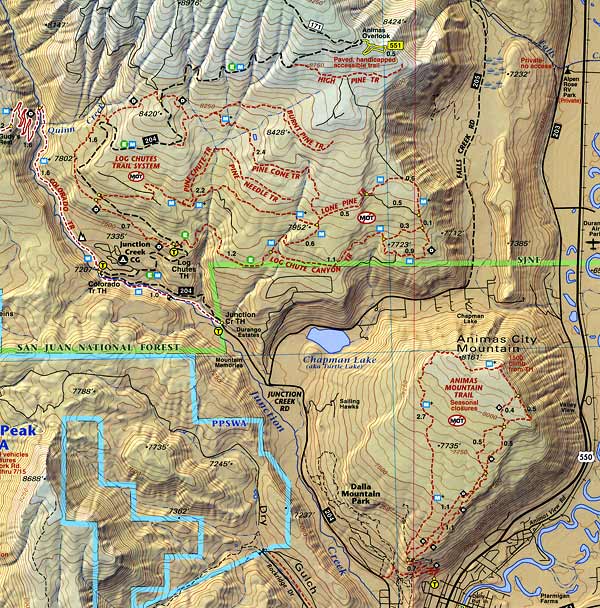 topographical map of durango co